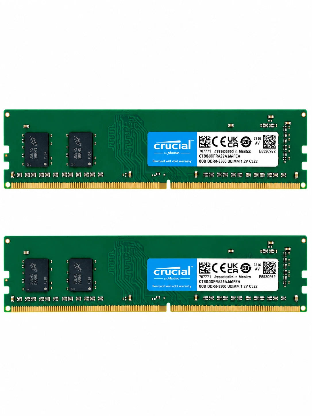 Crucial 16GB RAM 2x8GB DDR4-3200 CL22 UDIMM Desktop PC CT8G4DFRA32A – Arbeitsspeicher